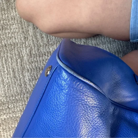 Coach Taylor Leather Satchel - Marine Blue Cobalt Carryall Handbag F25296 - Picture 3 of 6